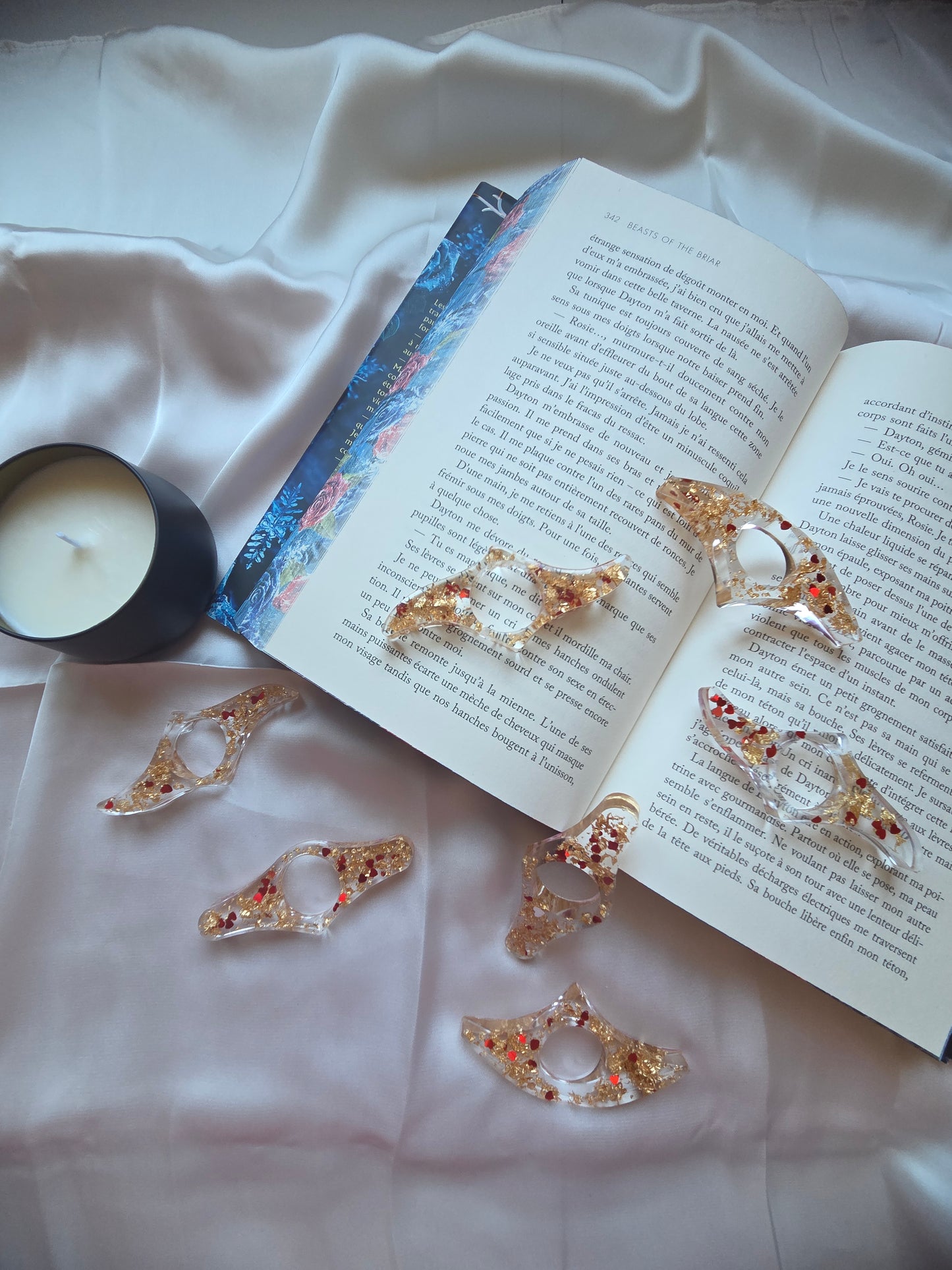 Bague de lecture en résine Feuilles d'or