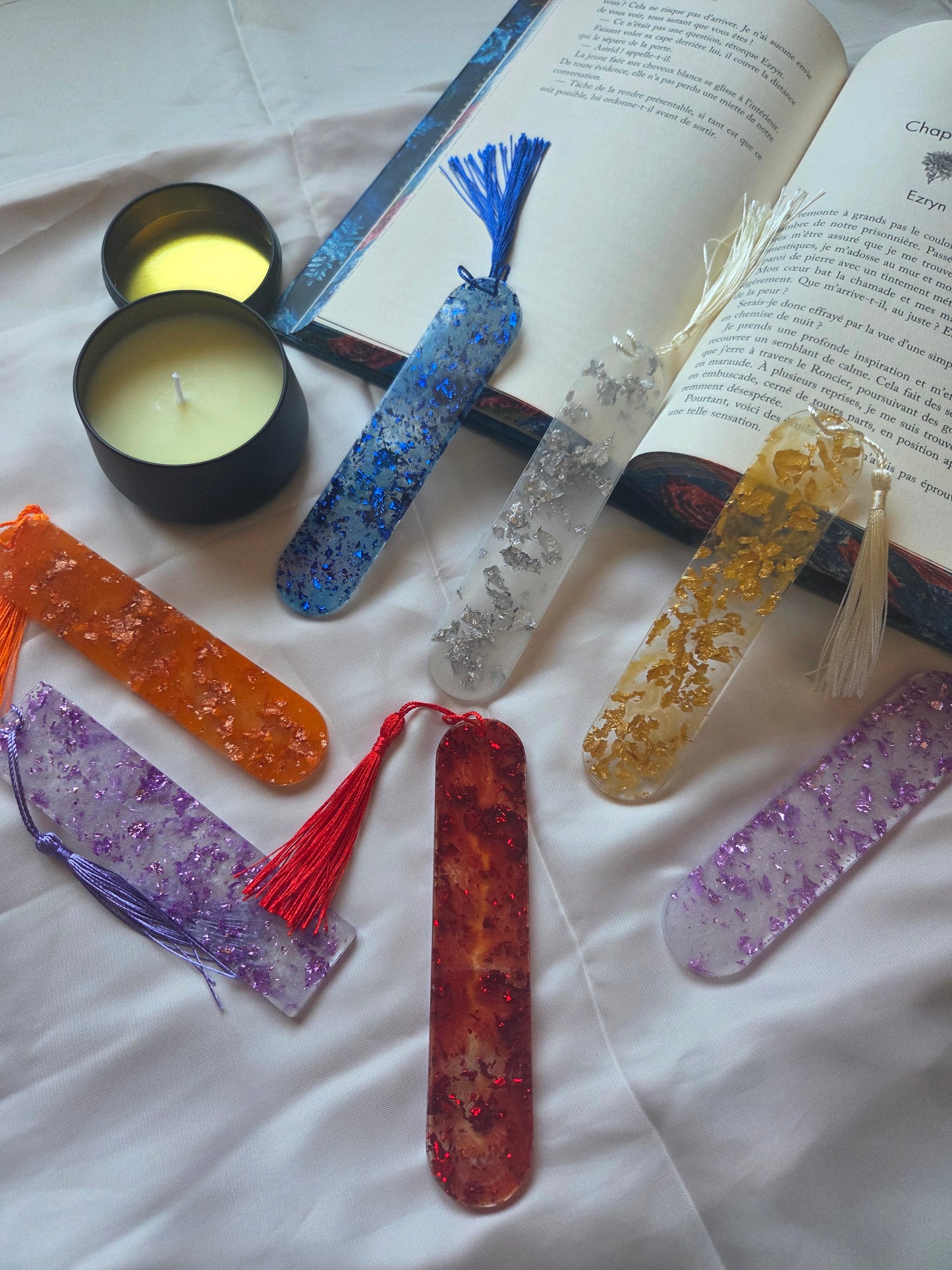 Marque-pages Résine Feuilles colorées