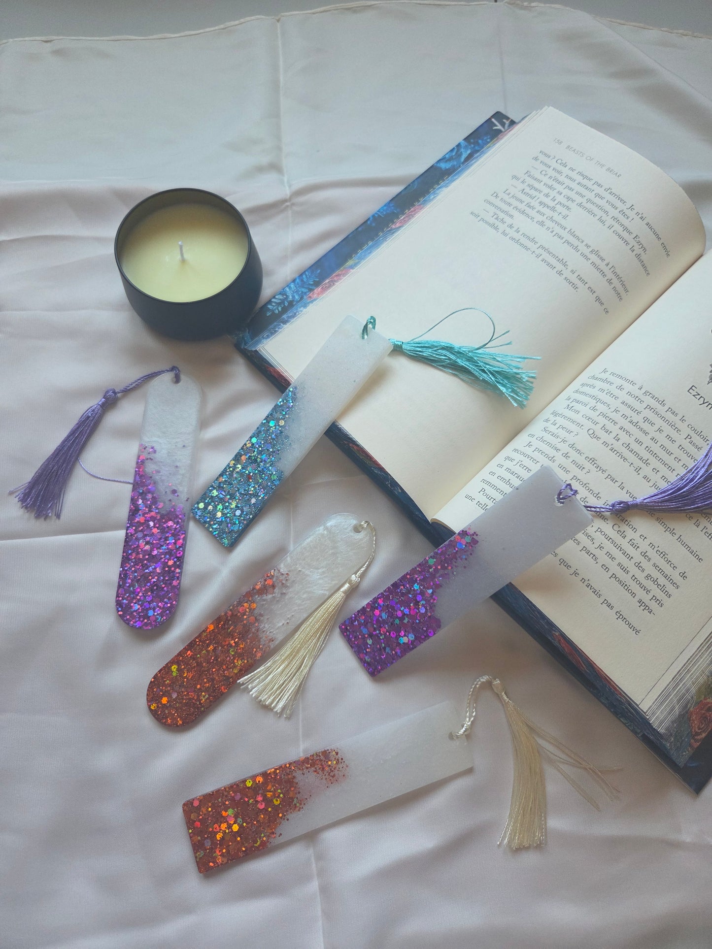 marque-page en résine pailleté & nacré