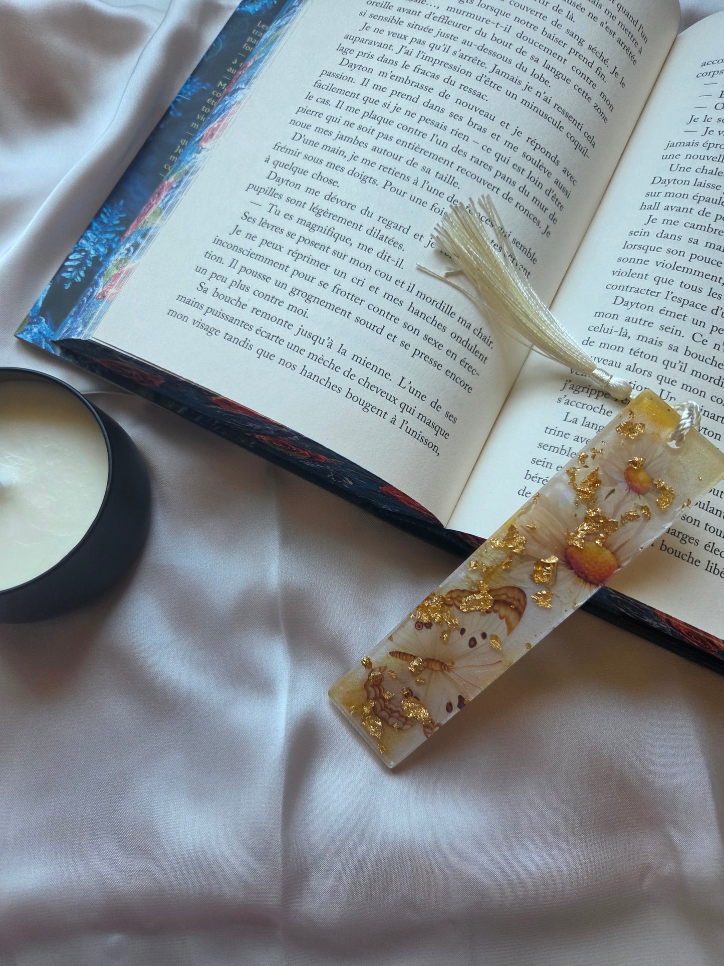 Marque-pages en résine Marguerite & Papillon